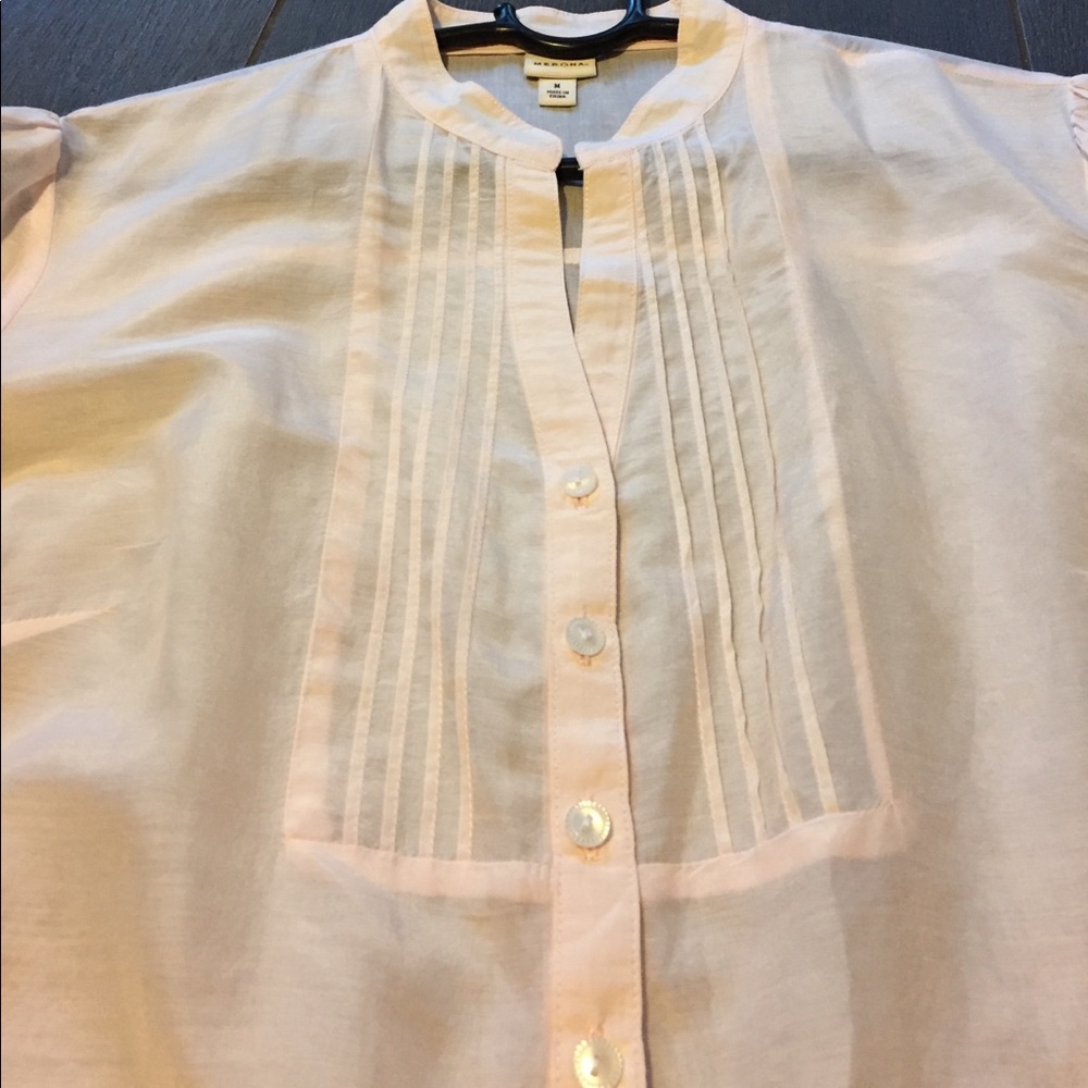 Merona Pale Pink Cotton/Silk Blouse - Picture 3 of 6